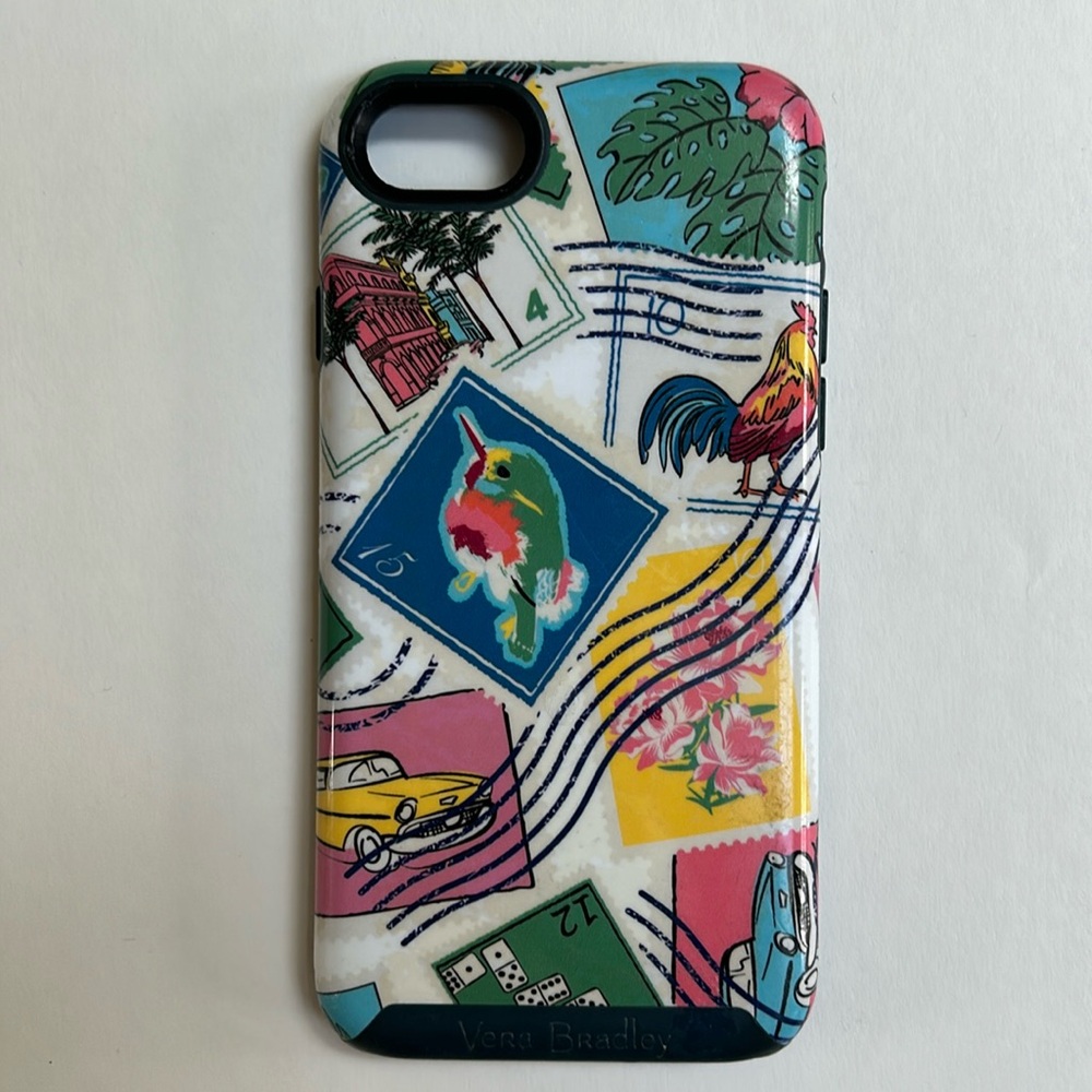Vera Bradley Hybrid Case for iPhone 8 - in fun retired Cuban Stamps pattern!